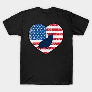 American Flag Heart Love Owl Usa Patriotic 4Th Of July T-Shirt